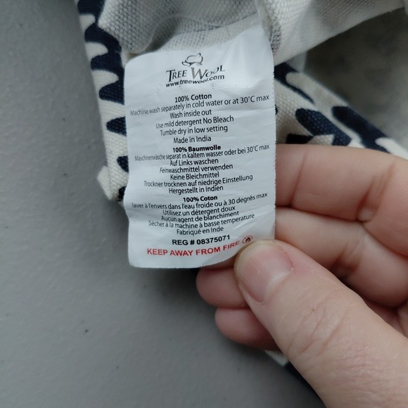 2 Tree Wool Pillow Covers Blue White Accent Decor Tribal Modern Preppy Canvas - Picture 7 of 7